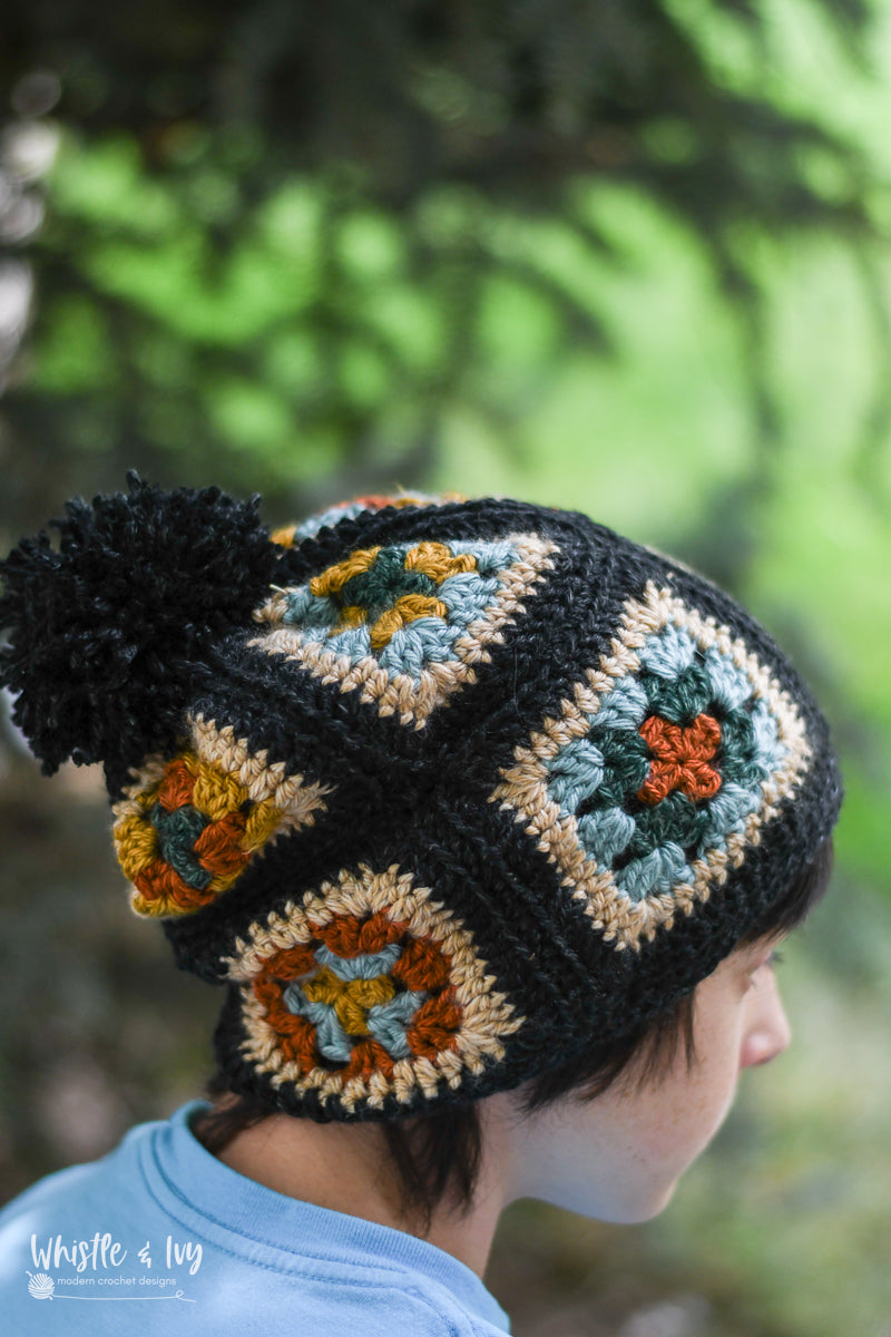 Granny Square Cowl Neck Warmer + Boho Granny Square Slouchy  [crochet pattern bundle]