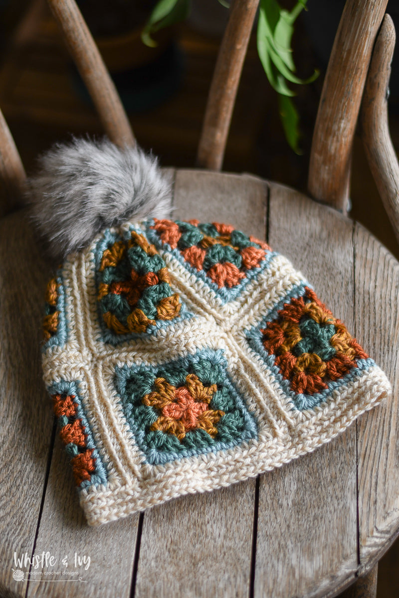 Granny Square Cowl Neck Warmer + Boho Granny Square Slouchy  [crochet pattern bundle]