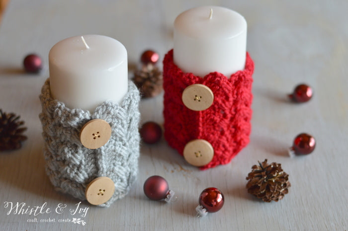 Faux Cable Candle Cozie