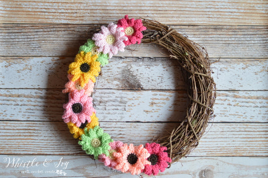 Crochet Gerbera Daisy Wreath