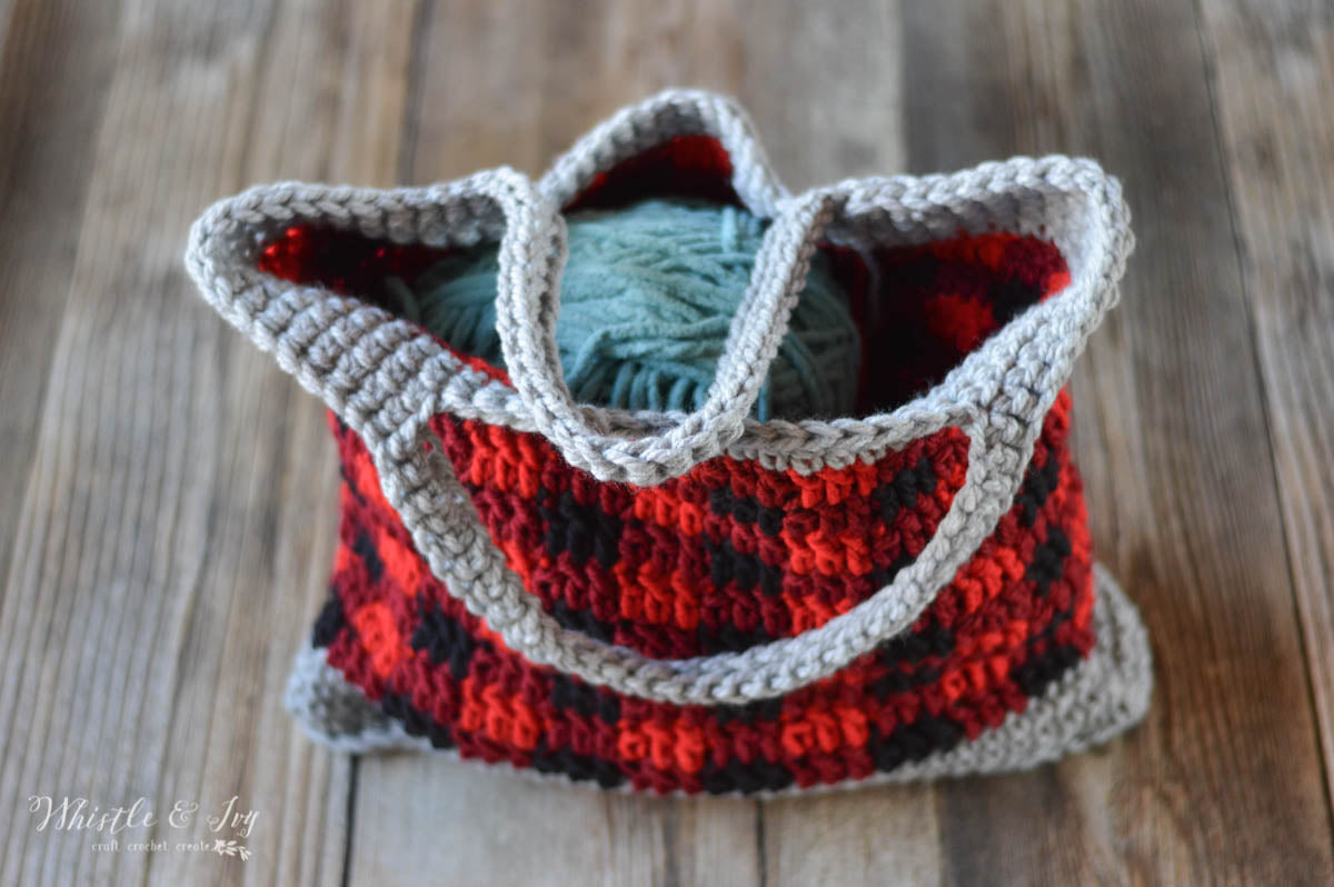 Chunky Plaid Tote [crochet pattern]