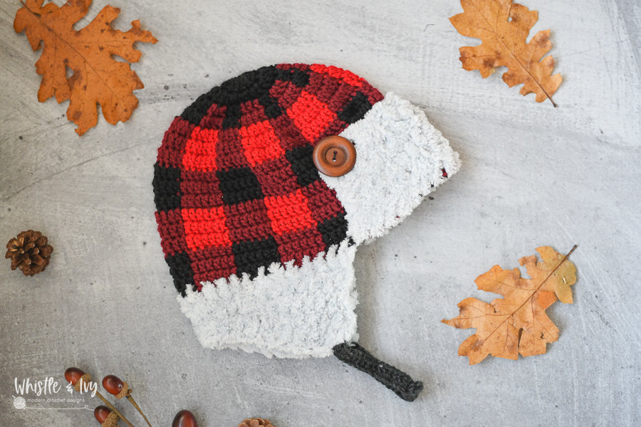 Top-Down Buffalo Plaid Trapper Hat