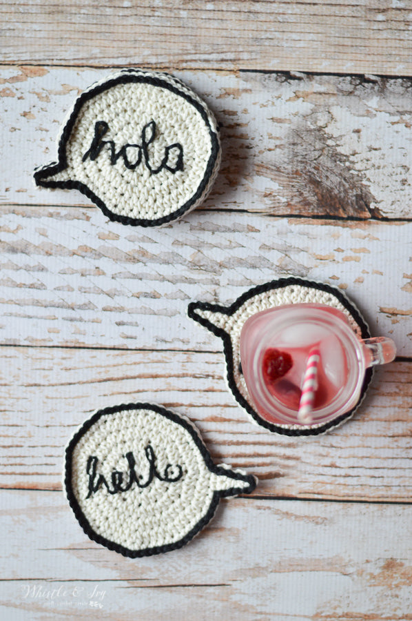 Speech Bubble Coasters [crochet pattern]