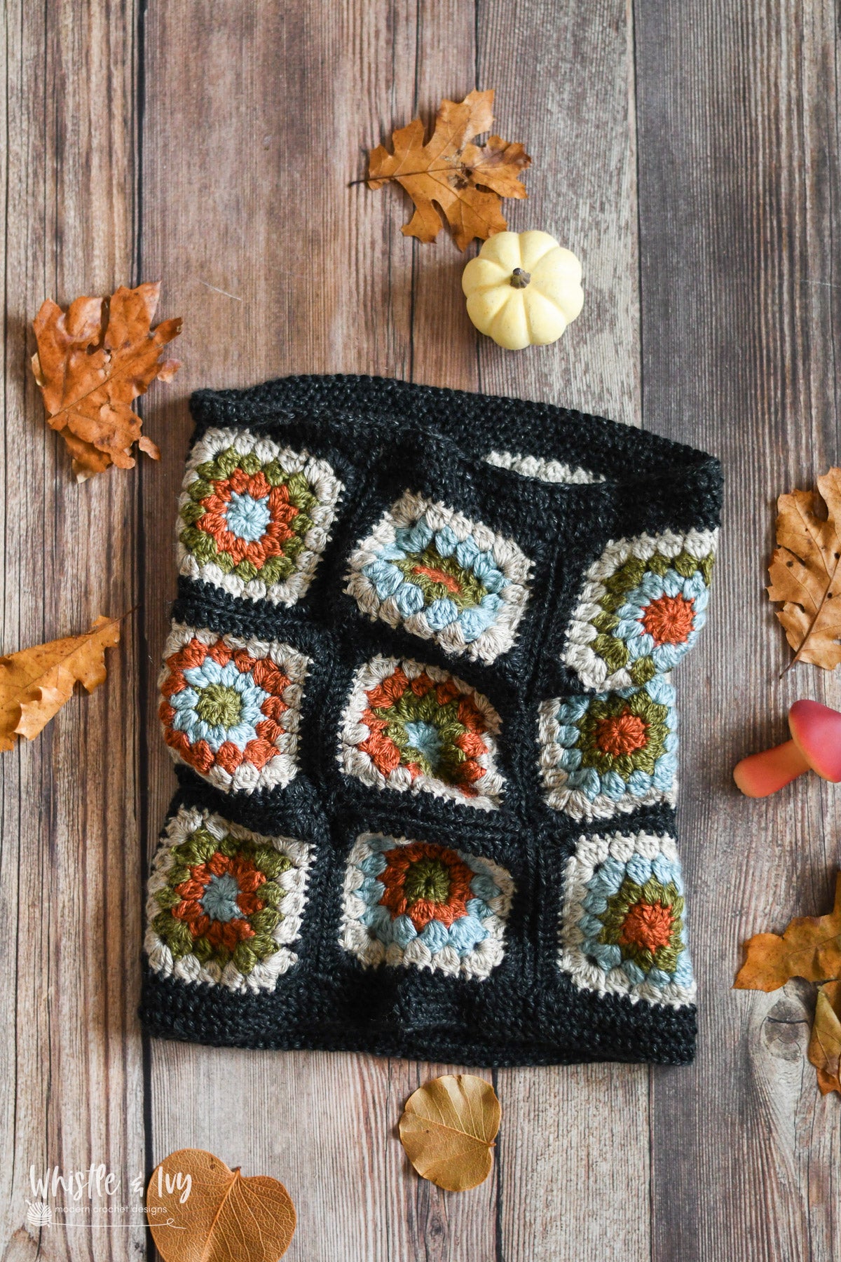Granny Square Cowl Neck Warmer + Boho Granny Square Slouchy  [crochet pattern bundle]