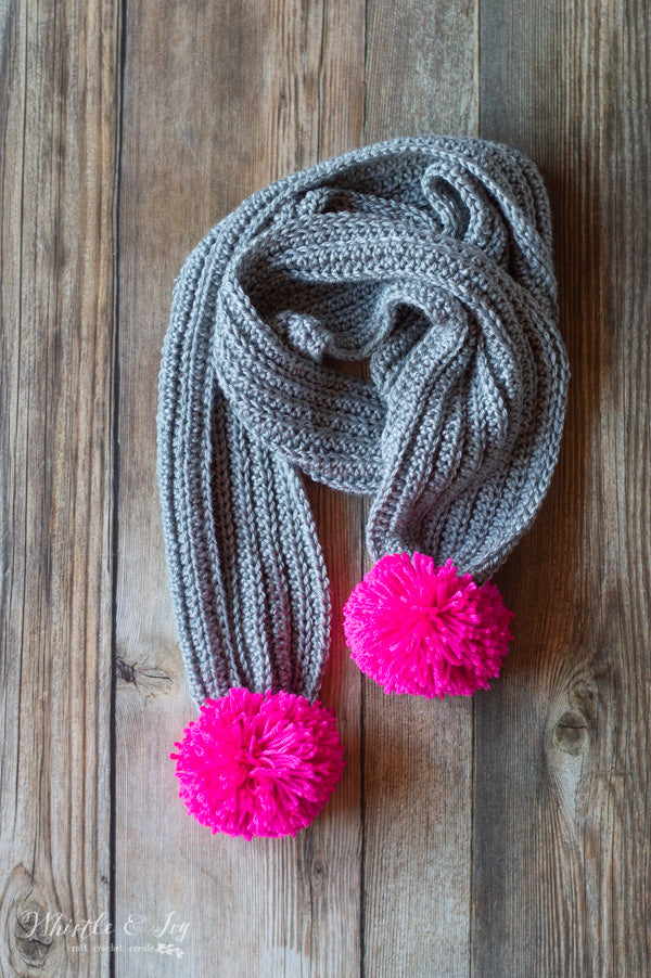 Ribbed Pom Pom Scarf